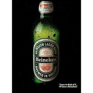 1982 Heineken Lager Beer Vintage Print Ad Holland Green Bottle Bar Wall Art
